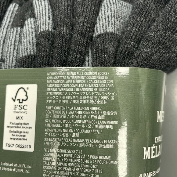 NEW Kirkland Signature 4 Pairs Merino Wool Blend Men's 7-13 Full Cushion Socks - Picture 4 of 6